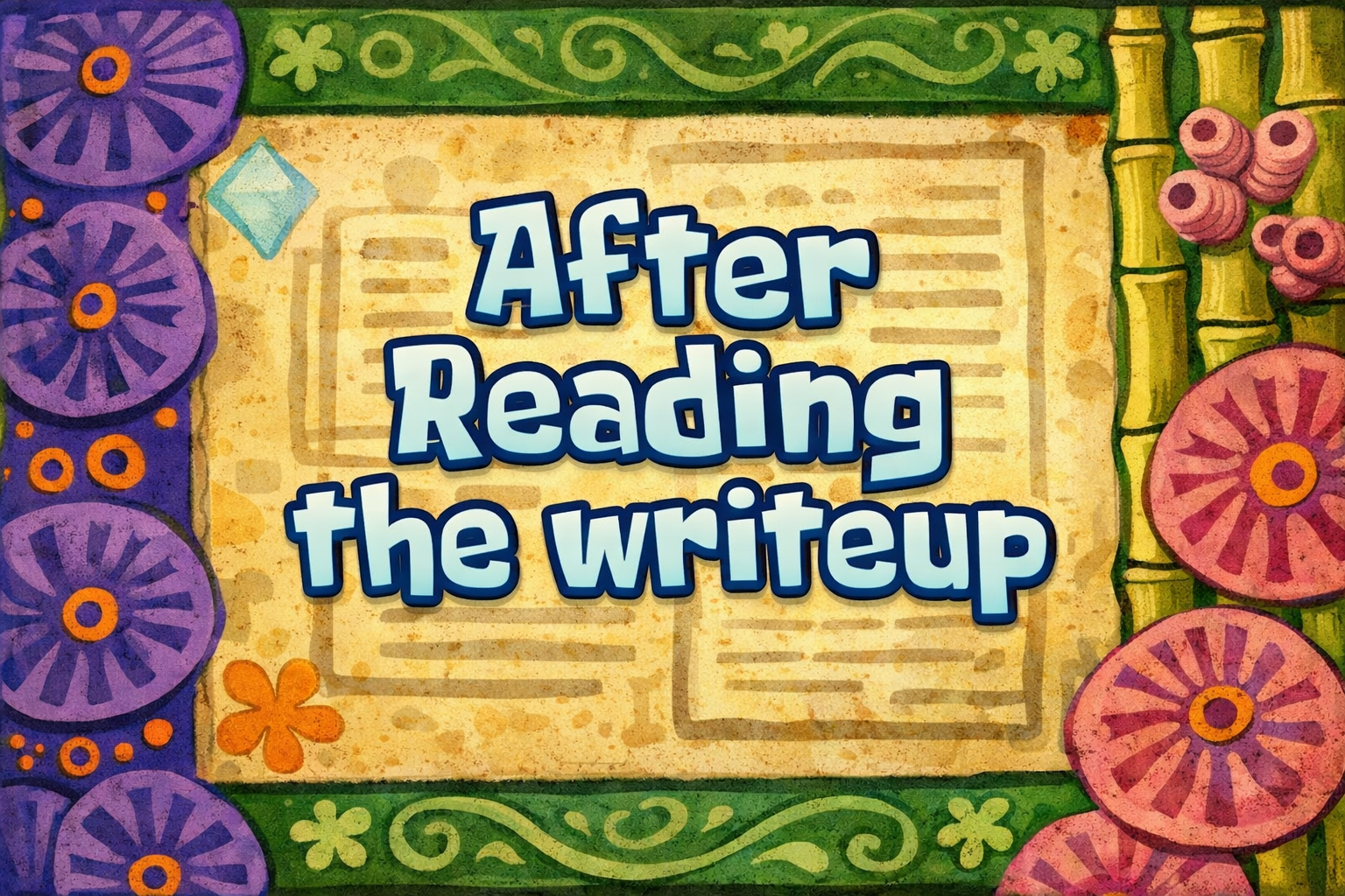 Img shows sponge bob style panel written on it after reading the writeup